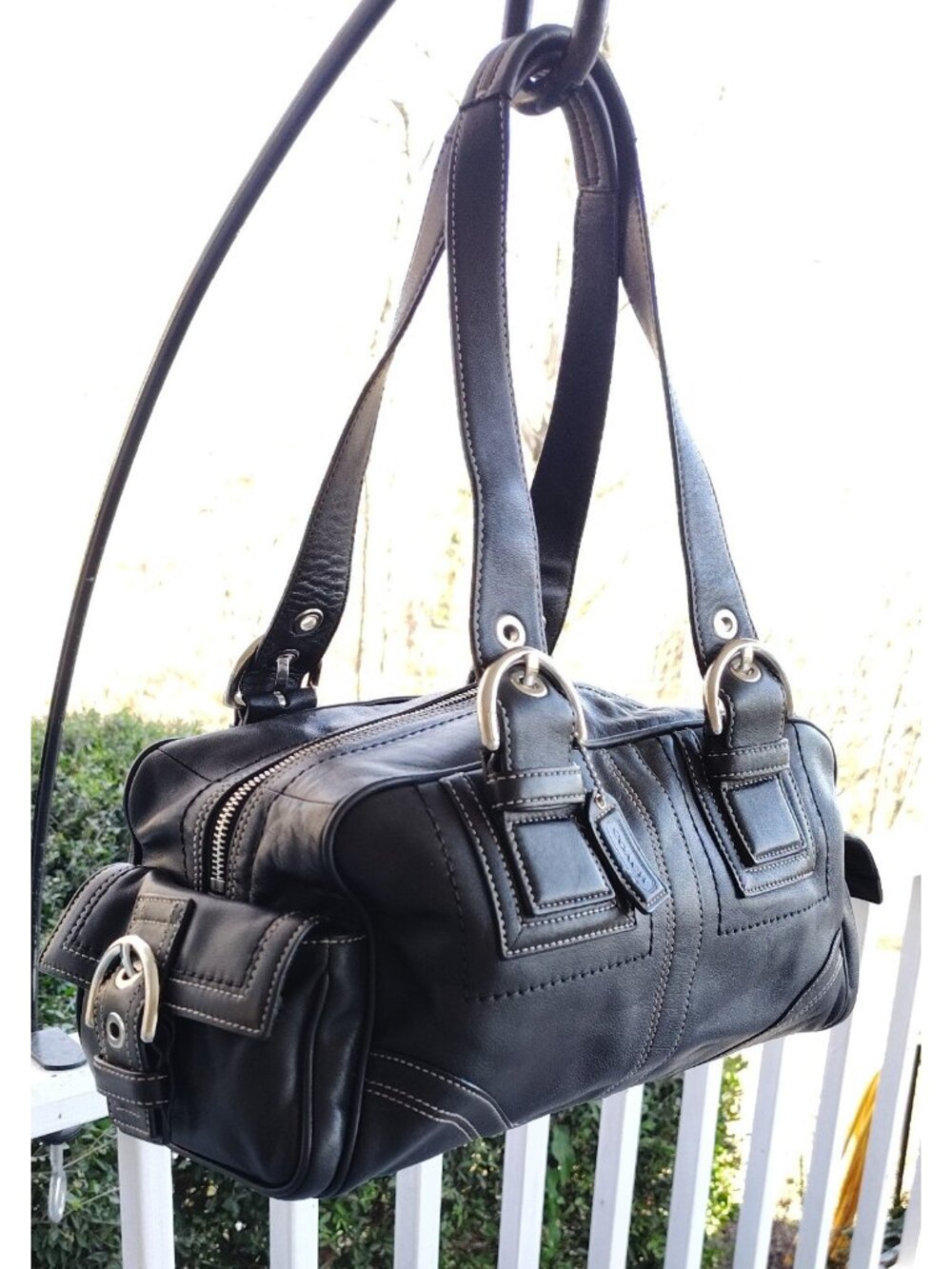 Coach Vintage Mini Boston Soho Y2K Black Leather Shoulder Bag